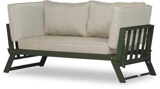 Lanterfant® Loungebank Lars - Aluminium - Groen - Uitklapbaar