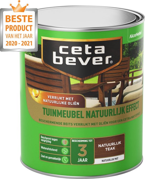 CetaBever Tuinmeubel Beits - Natuurlijk Effect - Teak - 750 ml