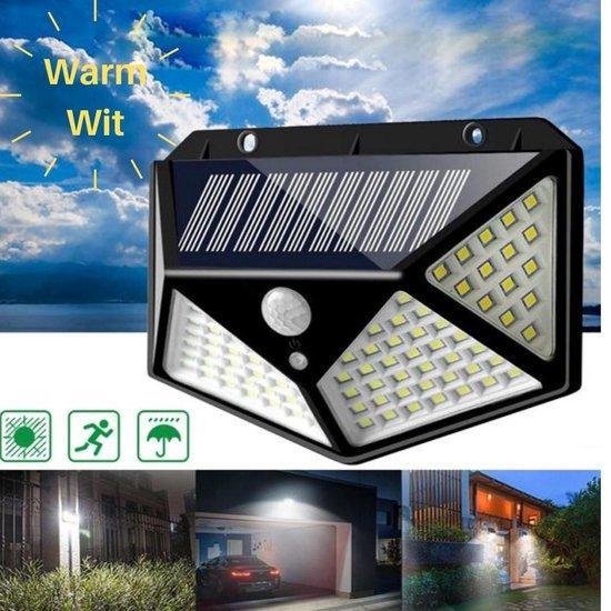 Solaire 100| Warm wit lichtkleur| Solar lamp | 2021 model | 100 LED tuinverlichting | Verlichting op zonne-energie | IP65 waterdicht | Buitenverlichting | Buitenlamp op solar verlichting | Bewegingssensor & Nachtsensor | Tuinlamp op zonne-energie |