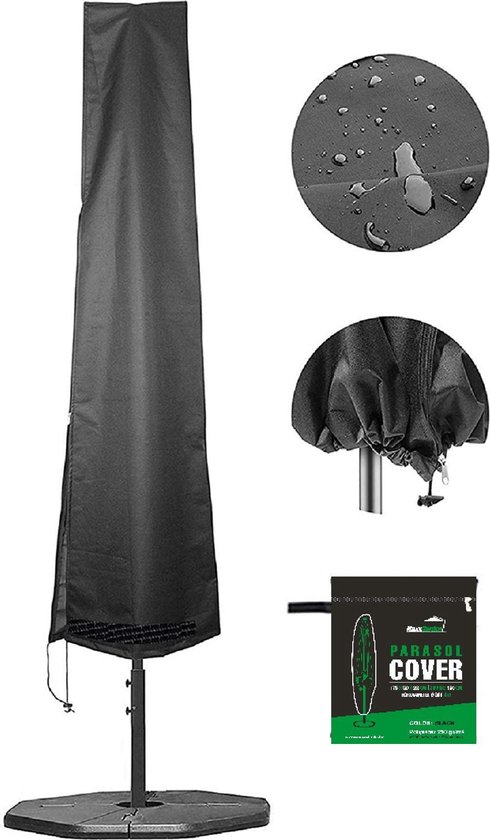 MaxxGarden Parasolhoes - staande stokparasol - 175x28x50 cm - met Rits en Trekkoord - Zwart