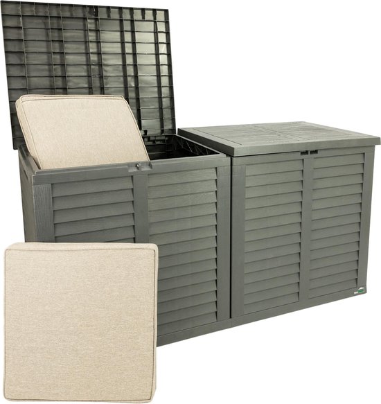 MaxxGarden Kussenbox - tuin opbergkist - opbergbox - 750 L - 155x66x80 cm - grijs