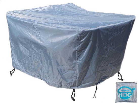 COVER UP HOC - Diamond hoes tuinmeubelen- 250x250x90 cm - tuinset beschermhoes waterdicht met Stormbanden, Trekkoord en Afwaterings HOCCIE - Zilvergrijze hoes tuinmeubels