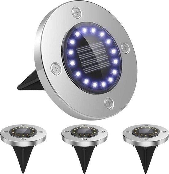 Solar Grondspot Tuin Verlichting - 10 LED - 4 Stuks - Zonne Energie - Gevelverlichting - Grondspots Voor Buiten - Prikspot - Tuinverlichting Op Zonneenergie - Waterdicht