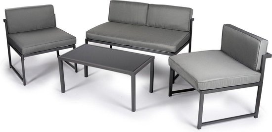 Loungeset Grey - Lounge Bank - Tuinmeubel - Lounge Tafel - KazaXL