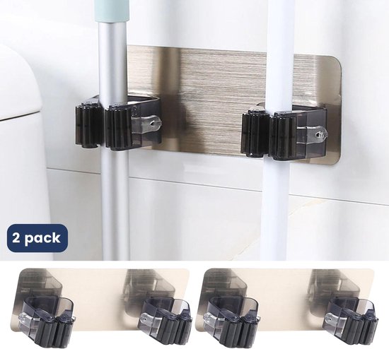 Ophangsysteem Bezemhouder en Tuingereedschap – 2 Stuks – Zelfklevend – Gereedschapswand – Keukengerei Houder – Gereedschapsbord – 18cm x 7cm