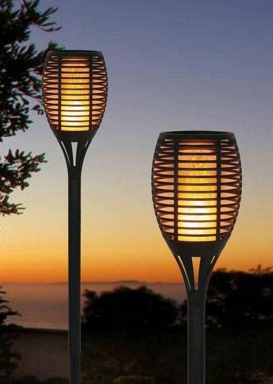 4x Stuks - Tuinverlichting op Zonne-Energie - Solar Fakkel met Sensor - Tuinverlichting - Buitenverlichting