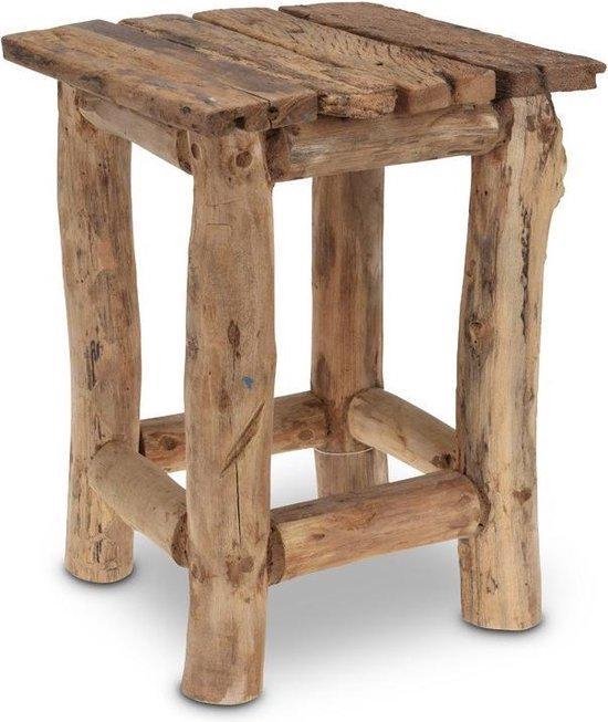 Relaxwonen - Teak Houten Kruk - Recycled Hout - Gebruikt Teak Hout - Milieuvriendelijk - Kruk