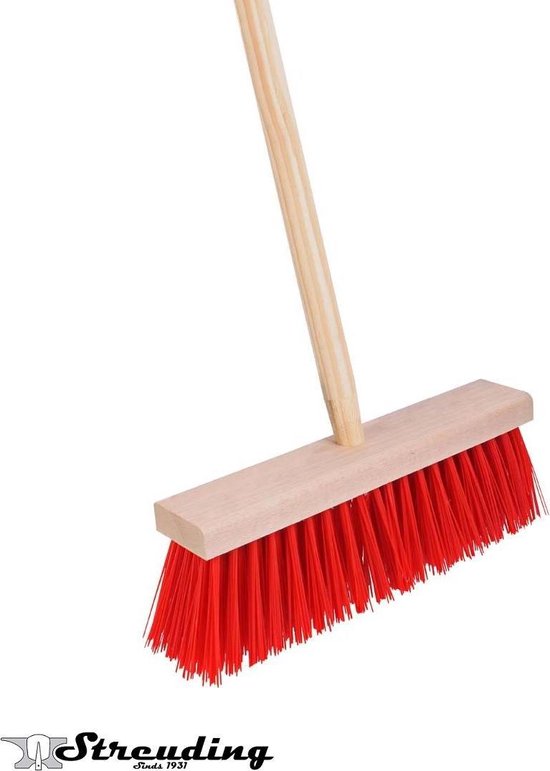 Streuding - Harde - Tuinbezem - Nylon - rood 41 cm met steel 1500x28 - ArtNr 80213