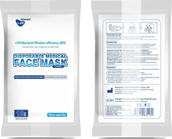 Mondmasker -CE-gecertificeerd, Medisch- 3 Laags wegwerp mondkapjes mondmaskers 50 Stuks - NIET UIT China -
