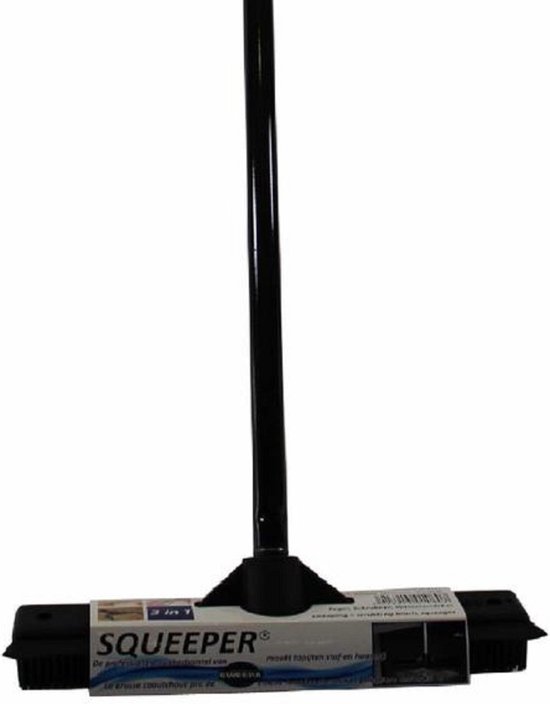 Rubberen Bezem met Telescopische Steel - zwart - 51089