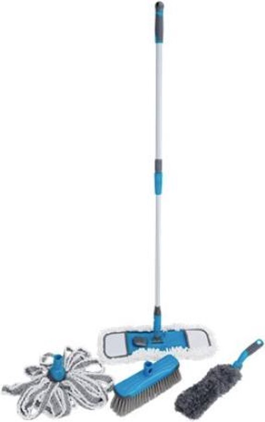 Schoonmaakset - Dweil - Bezem - Mop - Stoffer - Dweil set - 6 delig