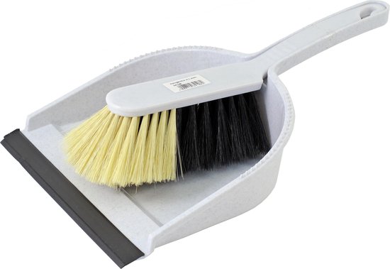Stoffer en blik set grijs kunststof - Huishoud/schoonmaakproducten - Huishouding - Schoonmaken - Bezem/veger