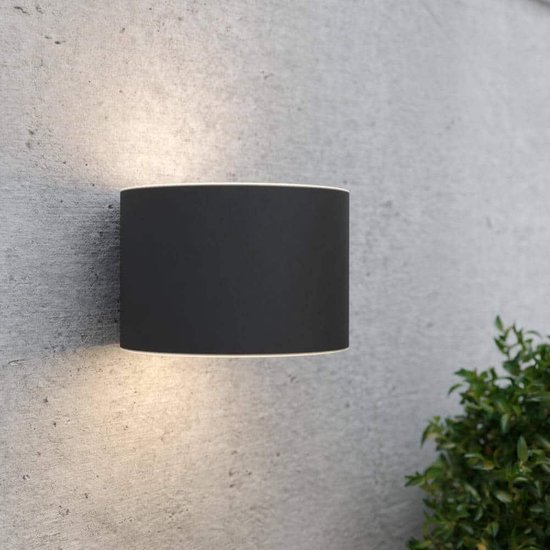 Solar wandlamp LED Up Downlight - Cilindervorm - Antraciet - Tuinverlichting op zonne-energie