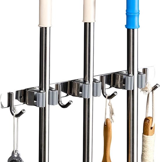 Ophangsysteem tuingereedschap | Bezem ophangsysteem | 3 houders en 4 haken | COLDINE