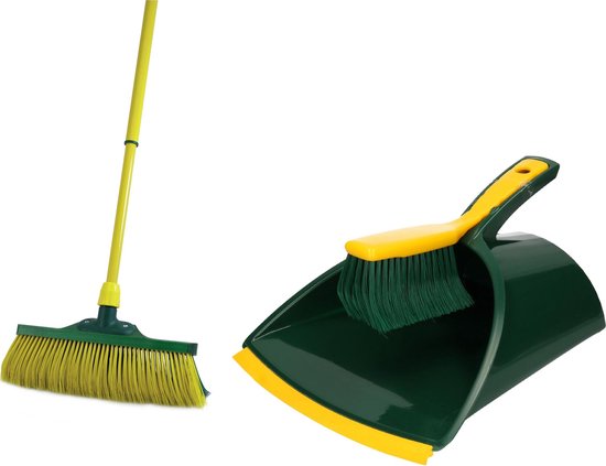 Tuin schoonmaak set klauwstoffer en blik/emmer en klauwbezem 140 cm - Tuingereedschap