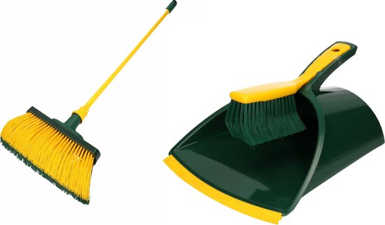 Tuin schoonmaak set klauwstoffer en blik/emmer en klauwbezem 140 cm - Tuingereedschap