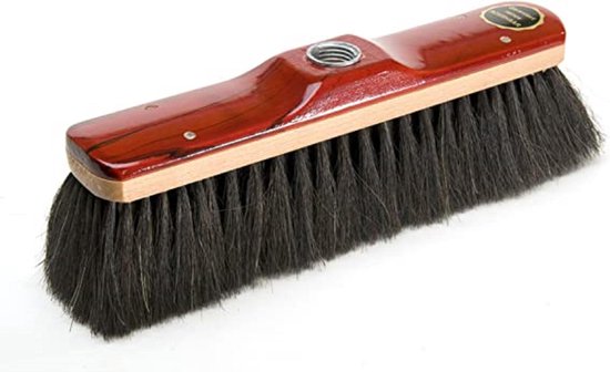 Kamerveger Paardenhaar met Rood Gelakt Hout, Incl. steel hout 140 cm