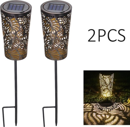 Enjoythesun Solar Waves Tuinlampen - Set van 2 - Tuinprikkers/Tuinstekers 48 cm(H) - Gaat automatisch aan in het donker - Water/Weerbestendig - Solar tuinverlichting op zonne-energie