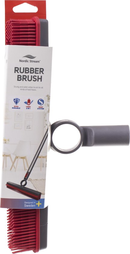Nordic Stream Rubberen bezem met vloertrekker - Kappersbezem -  Schoonmaak borstel - 30 cm wisbreedte