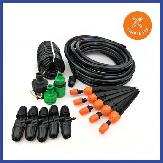 Watergeefsysteem 30 meter met 20 druppelaars - Druppelsysteem planten / tuin - Bewateringssysteem - Irrigatiesysteem - Tuin bewatering