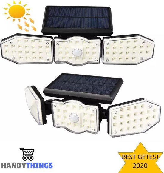 Krachtige Solar Wandlamp Buiten - GRATIS attentie - Solar Buitenverlichting met Bewegingssensor - Solar Tuinverlichting op Zonne-energie - Security Light - Schijnwerper - Floodlight