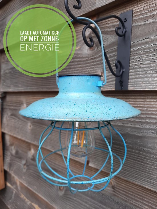 Enjoythesun Solar Hanglamp 18 cm(H) Countryside Blue - Gaat automatisch aan in het donker - Water/Weerbestendig - Solar tuinverlichting op zonne-energie