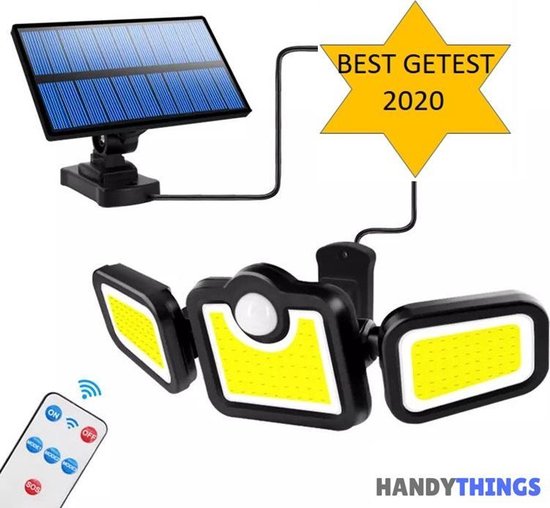 Krachtige 171 LED Solar Wandlamp Buiten met Afstandsbediening - GRATIS attentie - Solar Buitenverlichting met Bewegingssensor - Solar Tuinverlichting op Zonne-energie - Security Light - Schijnwerper - Floodlight