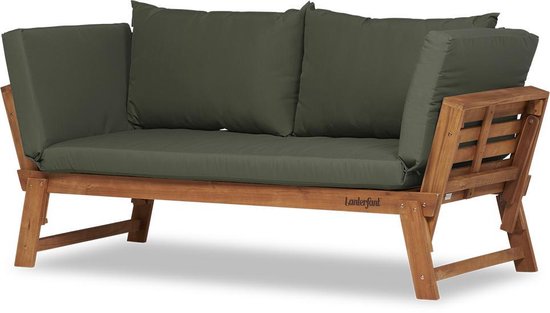 Lanterfant® Loungebank Liv - Hout - Mosgroen - Uitklapbaar