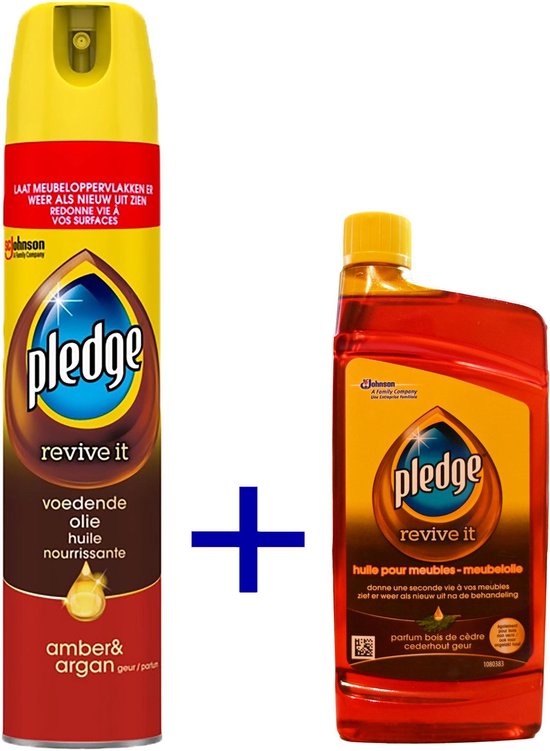 Pledge revive it meubelolie spuitbus - Amber & Argan - 250ml + Pledge meubel olie 250ml