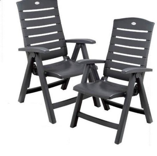 Hartman Florion SL Royal Grey - Set van 2 Stuks - Verstelbare Tuinstoel - 5 Standen Verstelbaar - Kunstof Tuinstoelen