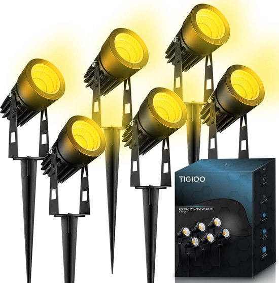 TIGIOO LED Tuinspot Buitenverlichting - 6 Tuinlampen - Tuinverlichting - Waterdicht (6 PACK)