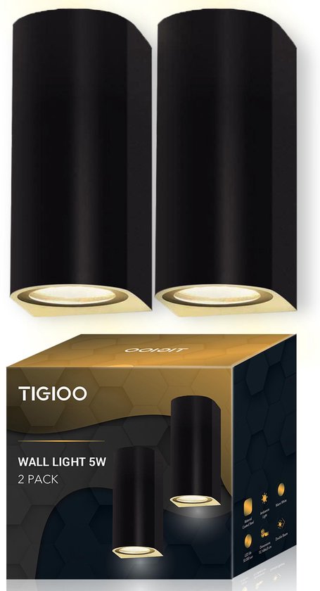 TIGIOO LED Buitenlamp - Tuinverlichting  - Buitenverlichting - Wandlamp - 2 PACK