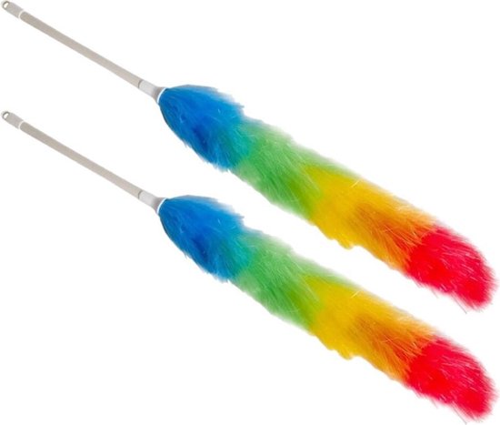 Set van 2x stuks polyester plumeaus/dusters 57 cm gekleurd - Huishuidelijke producten/schoonmaken/afstoffen
