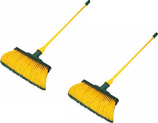 Set van 2x stuks klauwbezems voor buiten 28 cm met uitschuifbare steel 70-140 cm - Tuingereedschap/Speciale bezems