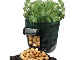 DUOPACK design aardappelzak maat L / kweekzak voor aardappelen, wortels, uien etc / 2 stuks / met oogstluik / groeizak / moestuin / 27L per stuk / balkon /  tuinieren / kweken / lente / moestuinbakken