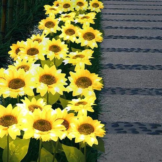?BrenLux® Tuinbloem op zonne-energie - Solar bloem - zonnebloem 2 stuks - Tuinverlichting - Tuindecoratie - Waterproof verlichting bloemen 2 stuks - 65cm hoog - Lantaarn voor buiten - Inclusief decoratie
