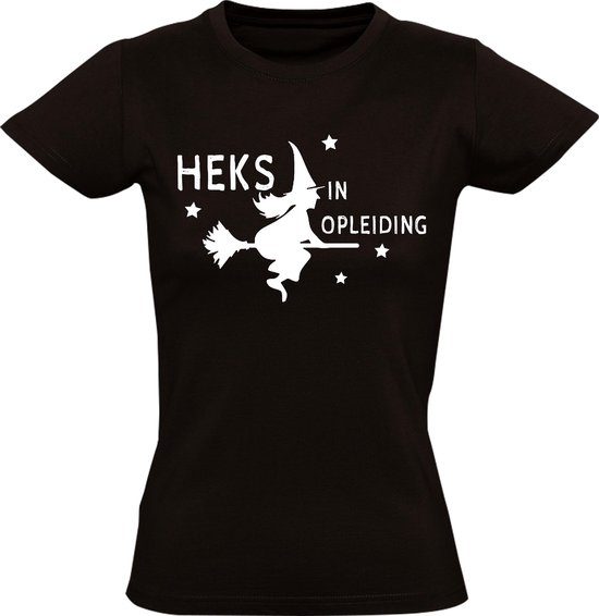 Heks in opleiding Dames t-shirt | heks | heksen | opleiding | school | Harry Potter | bezem | magie | grappig | cadeau | Zwart