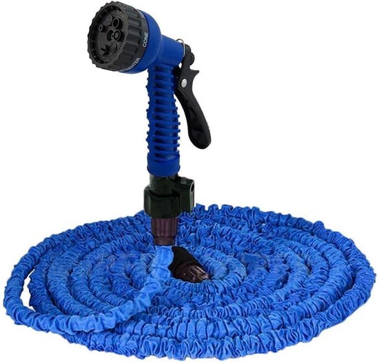 Flexibele Tuinslang - Blauw - 15 meter met Spuitpistool incl. 7 Sproeistanden - Groeislang