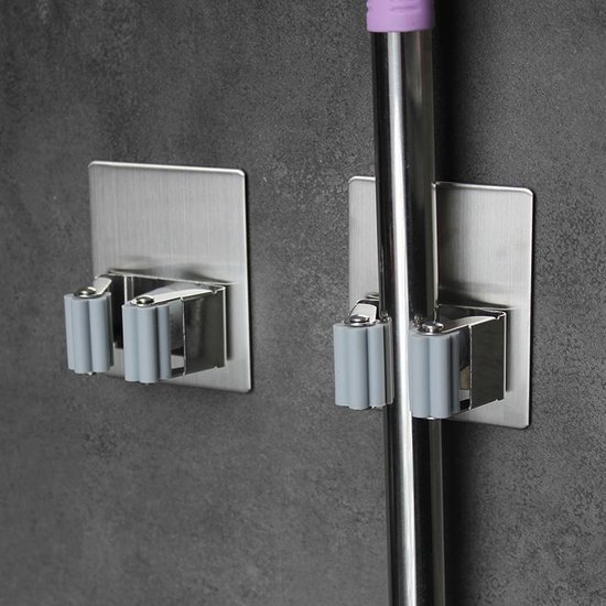 Mop houder - Mop - Houder - Bezem ophangsysteem - Bezem houder - Hanger - Staal