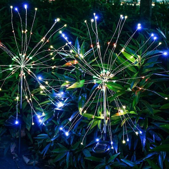 BaykaDecor - Unieke Vuurwerk Solar Verlichting - Tuinverlichting LED Paardenbloem - Tuindecoratie - Kleurrijke - Solar - 150 LED