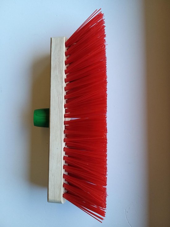 Straatveger - Straatkeerder - Bezem - Hout - Rood PVC - 30 cm - Met Steelhouder - Incl. Houten Steel 140 cm