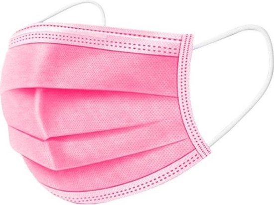 BonBini's® roze mondkapjes 3 laags + DESINFECTIEGEL - mondmasker roze CE & FDA - Chirurgisch niet medisch - 50 stuks - one Size - Neusbeugel