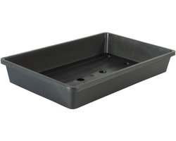 2x stuks rechthoekige kweekbak voor zaailingen antraciet grijs kunststof - 37.5 x 24 x 6 cm - moestuin kweekbakken / zaaibak