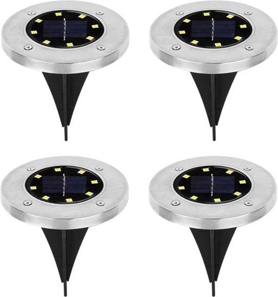 Specilights Solar LED Grondspots - Set van 4 stuks Tuinverlichting Spots - Padverlichting op Zonne Energie - Waterdicht en Milieuvriendelijk