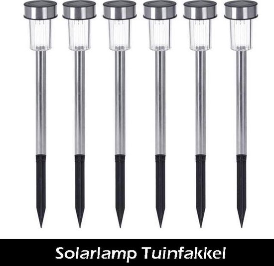 Solar lamp | Tuinfakkel | Led Verlichting | RVS | Tuinlampen | Tuinverlichting | Zonne-energie