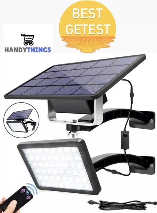 Krachtige LED Solar Wandlamp Buiten met Afstandsbediening - GRATIS attentie - Solar Buitenlamp - Tuinverlichting op Zonne-energie - Security Light - Schijnwerper - Floodlight