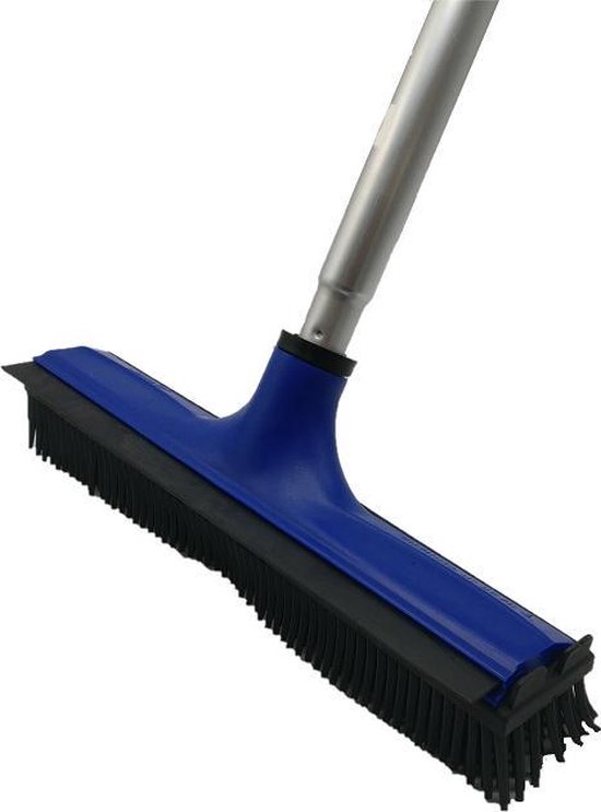 Rubber allesveger/trekker V7 met telescopische ALU steel ( ook wel kappersbezem of multi-broom genoemd)