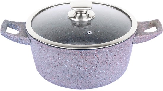 Royalty Line Forged Aluminum Nonstick Marble Cooking Pot-24cm - Gray