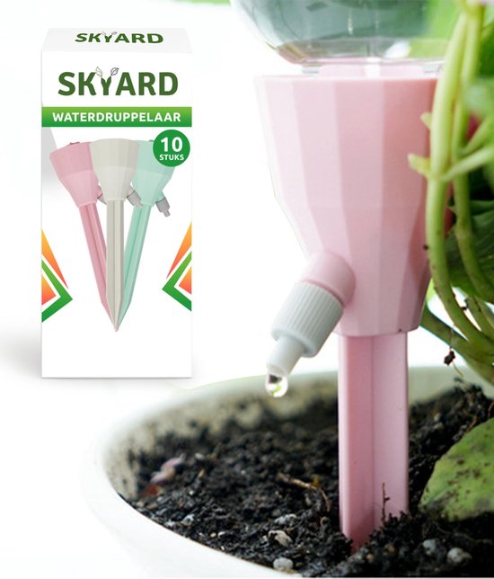 SKYARD Waterdruppelaar Set van 10 – Watergeefsysteem geschikt Binnen (Kamerplanten) en Buiten – Bewateringssysteem met Instelbare Druppelsnelheid - Irrigatiesysteem - Planten Watergever - Waterbol