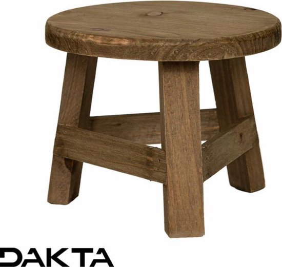 Dakta® Houten Bijzetkrukje | Bloempot Houder Kruk | Standaard op Poten | Plant Houder | Hout